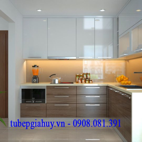 Tủ Bếp Acrylic Vân Gỗ