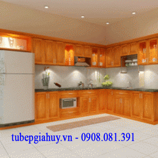 Tủ Bếp Gỗ Tự Nhiên Sồi